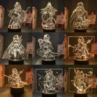 ✾ Honkai Impact 3 Elysia Figure Fu Hua 3d Led Lamp For Bedroom Anime Mobius Kiana Night Lights Manga Room Decor Childrens Gift