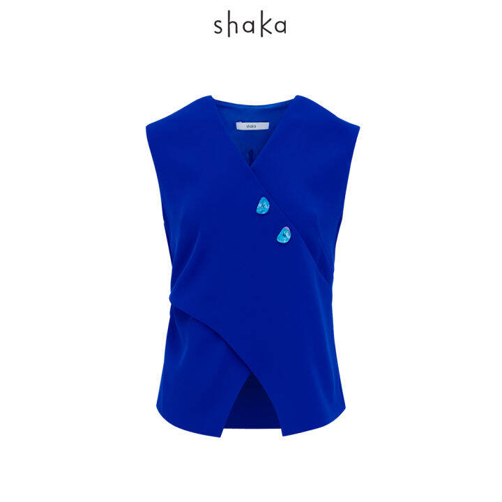 aw21-shaka-v-neck-sleeveless-blouse-เสื้อแขนกุดคอวีป้ายด้ายหน้า-ทรงเข้ารูป-bl-a210706