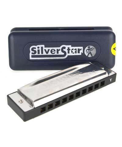 hohner-ฮาร์โมนิก้า-รุ่น-silver-star-ขนาด-10-ช่อง-คีย์-c-แถมขาใส่ฮาโมนิก้า