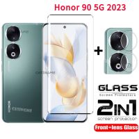 ฟิล์ม2023 Honor 90 5G 2 In 1ปกป้องหน้าจอสำหรับ Honor 90 Honor90 Lite 90 Lite 90 Lite 90Pro Pro 5G 4G 2023กระจกนิรภัยป้องกันเต็มพื้นที่เลนส์ฟิล์มกันรอยด้านหน้าด้านหลัง