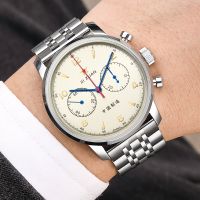 hot【DT】 SEAKOSS 1963 Mechanical 42mm Glass Men Chronograph Wristwatch ST1901 Movement Male Clocks