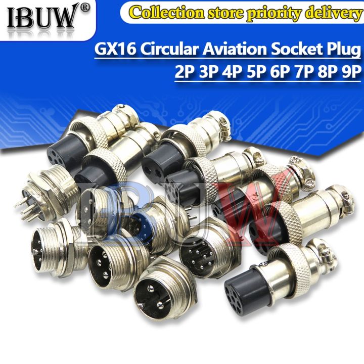 1set Gx16 Male And Female 16mm Ibuw Metal Circular Aviation Connector Socket Plug 2pin 3pin 4pin 