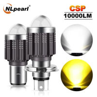 NLpaerl 10000Lm H4 LED Moto BA20D LED ไฟหน้ารถจักรยานยนต์หลอดไฟ CSP เลนส์สีขาวสีเหลือง Hi Lo โคมไฟสกู๊ตเตอร์อุปกรณ์เสริมไฟตัดหมอก12V