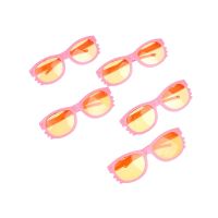 ZZOOI 5pcs/set Plush Doll Plush Animal Puppy Kitten Toy Glasses Accessory Miniature Eyewear Clear Lens Fashion Pink Eyeglasses