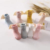 【cw】Baby Socks Angel Wings Socks Pure Cotton Pure Color Newborn Baby Socks Girl Socks Baby 0-1 Years