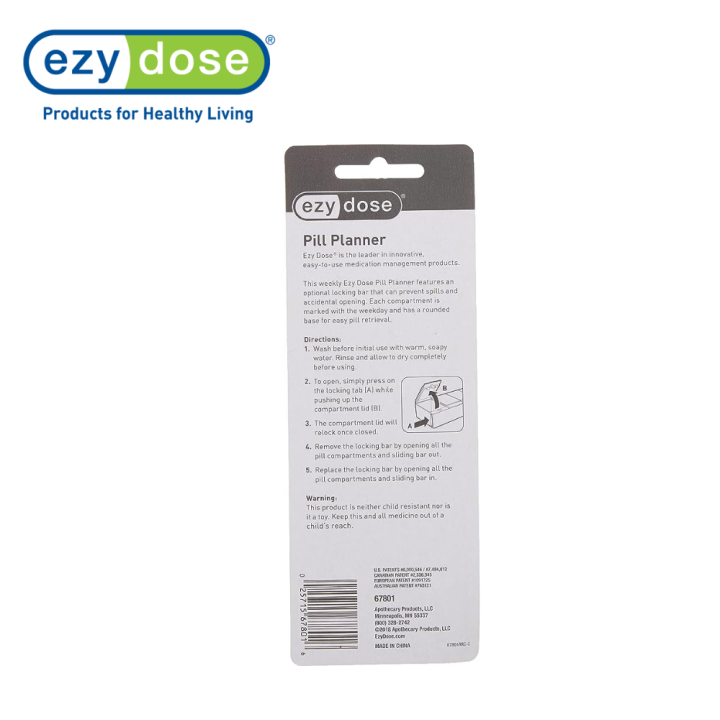 ezy-dose-กล่องใส่วิตามินรายสัปดาห์-7-ช่อง-weekly-7-day-locking-pill-reminder-รุ่น-apo-67801-คละสี