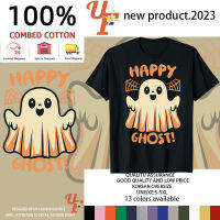 เสื้อยืดลายปีศาจ Happy spooky Halloween มีให้เลือก 13 สีสำหรับผู้ชายและผู้หญิง