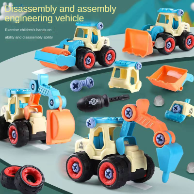 เด็กของเล่นก่อสร้างรถบรรทุกชุดวิศวกรรมยานพาหนะ P layset Take Apart เครนรถบรรทุกการถ่ายโอนข้อมูลรถขุดของเล่นสำ