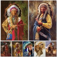 2023 ♚□ Indian Tribe Indigenous Chief Portrait Horse Poster Canvas Painting Wall Art Pictures Vintage Home Decor For Living Room Bedroom