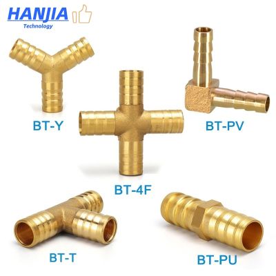 Brass Fitting Copper Pagoda Connector Pipe Fittings 2 3 4 Way Straight L Tee Y Cross 4/6/8/10/12/16/19mm For Gas Water Tube