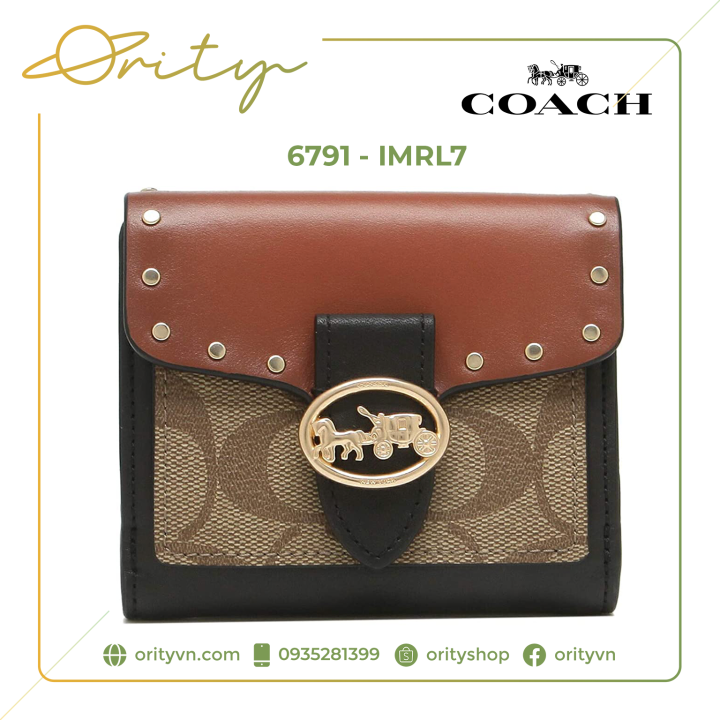 Chính Hãng] [Bill Điện tử US] Túi xách / Bóp / Ví hàng hiệu COACH - Georgie Small  Wallet In Colorblock Signature Canvas 