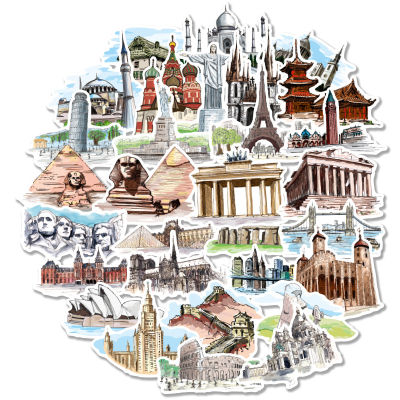 40 pcs/pack World Architecture Tourism PVC  Stationery Stickers Scrapbooking DIY Diary Album Stick Label Stickers Labels