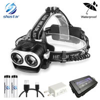 Super bright Led Headlamp 2xT6 LED head Zoomable Headlight Waterproof Head Torch flashlight Head lamp Fishing Hunting Light