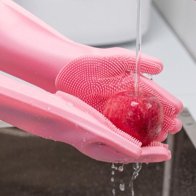 Silicone Dish Washing Gloves Gadgets Household Cleaning For Kitchen Dishware Things House Microwave Oven Mitts Work Helper Safety Gloves