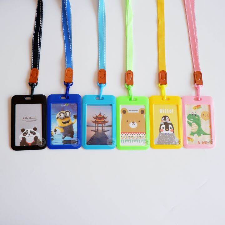 super-panda-มาใหม่2023-กรอบใส่บัตรพร้อมสาย-6สี-แนวตั้ง-128-เฟรมการ์ด-ที่ใส่บัตร-ป้ายชื่อ-บัตรพนักงาน-กรอบบัตร-ป้ายห้อยบัตร