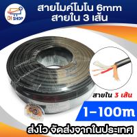 สายไมค์โมโน 6mm (ราคาต่อ 1เมตร) สายใน 3 เส้น สายสัญญาณ เครื่องเสียง สาย เครื่องดนตรี แจ็ค กีต้าร์ สายไมค์ สายเสียง