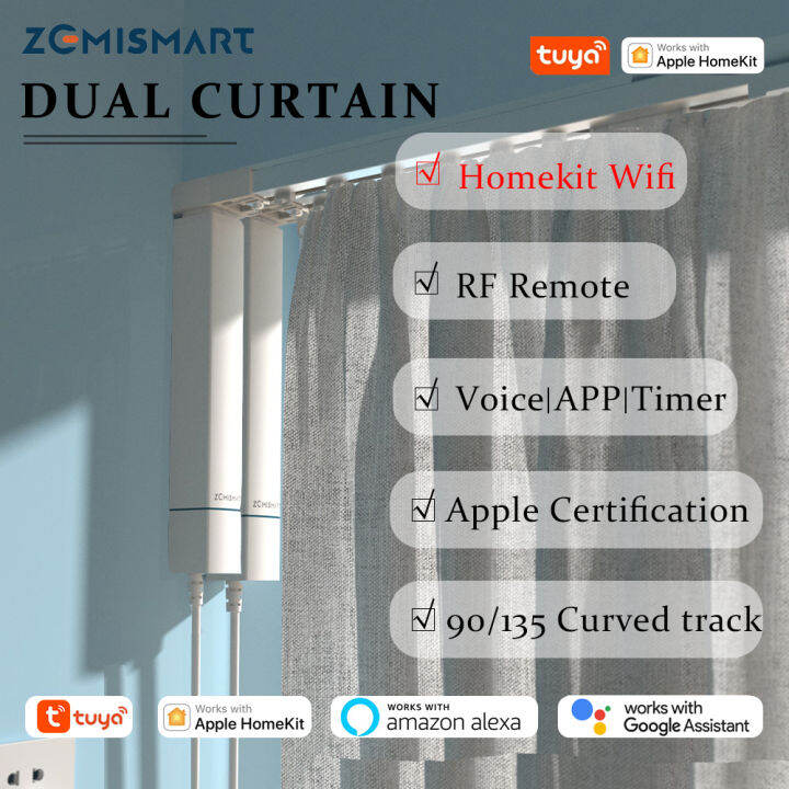 zemismart Homekit WiFi DualTrack Drapery System,DoubleLayer Electric