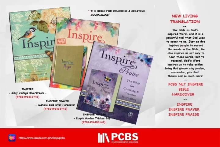 PCBS NLT Inspire Bible (TEAL)(GOLD)(PURPLE) The Bible for Coloring