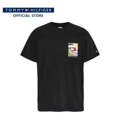 Tommy Hilfiger เสื้อยืดแขนสั้นผู้ชาย รุ่น DM0DM16839 BDS - สีดำ