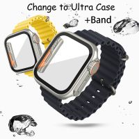 Change to Ultra 49mm Appearance Case + Ocean Band for Apple Watch Silicone Strap 45mm 44mm 41mm 40mm iWatch SE 5 6 7 8 Bracelet