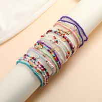 【CW】✙✼  Anklet Stained Glass Rice Beads Elastic Star Pendant Foot Leg Jewelry