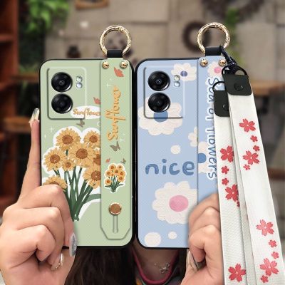 Shockproof Durable Phone Case For OPPO A57 5G 2022/Realme Q5i/V23/Narzo50 5G cartoon Lanyard Kickstand Soft Anti-knock