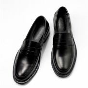 Giày Lười Nam Cao Cấp - Penny Loafer Da Bò Đế Cao Su Đúc Tăng Chiều Cao
