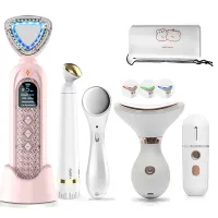 Ultrasound Face Massager Hot Cold LED Photon Therapy Skin Rejuvenation Facial Lifting Wrinkle Acne Remover Beauty Care Tool