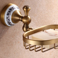 Wall Mounted Bathroom Bath Hardware Sets Antique Brass Towel Bar Toilet Brush Holder Towel Ring Hooks Soap Dish Basket