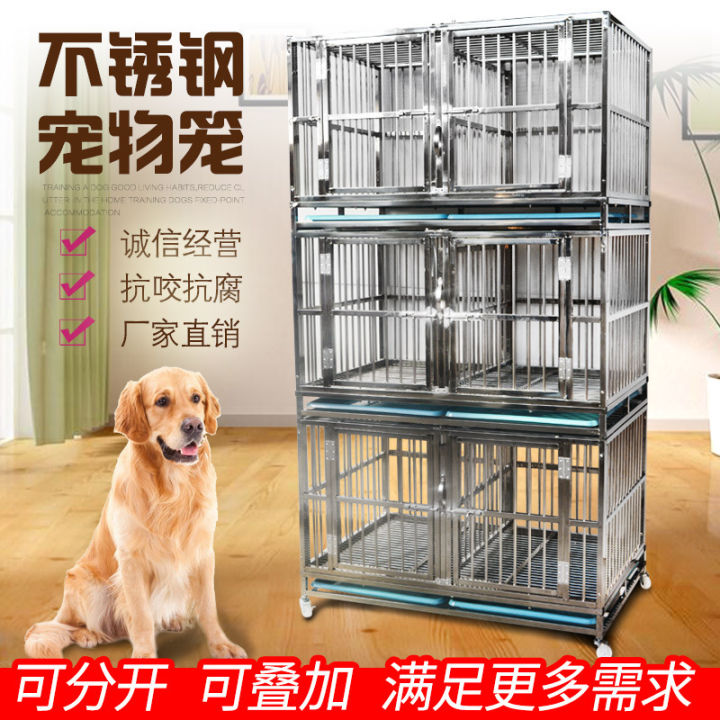 spot-parcel-post-mother-and-child-cage-stainless-steel-multi-layer-dog-cage-white-steel-cage-double-layer-three-layer-dog-crate-small-medium-and-large-dogs-bichon-teddy