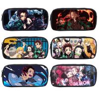 Kimetsu No Yaiba Kids Pencil Case Anime Demon Slayer Small Tote Cosmetic Bag Boys Girls Stationery Storage Bags School Supplies