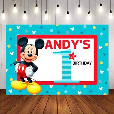 【❖New Hot❖】 liangdaos296 Neoback การ์ตูน Mickey Mouse วันเกิดครั้งแรกของเด็กผู้ชายฉากหลังถ่ายภาพธงประดับงานเลี้ยงวันเกิดสตูดิโอถ่ายภาพฉากหลัง