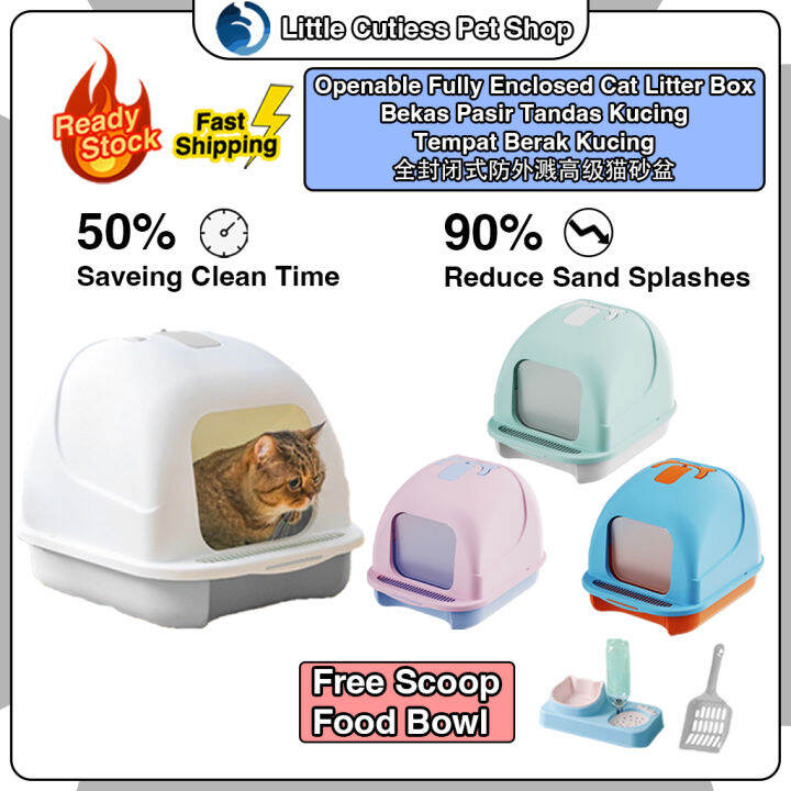 Openable Fully Enclosed Hooded Jumbo Cat Litter Box Large/Tempat Berak
