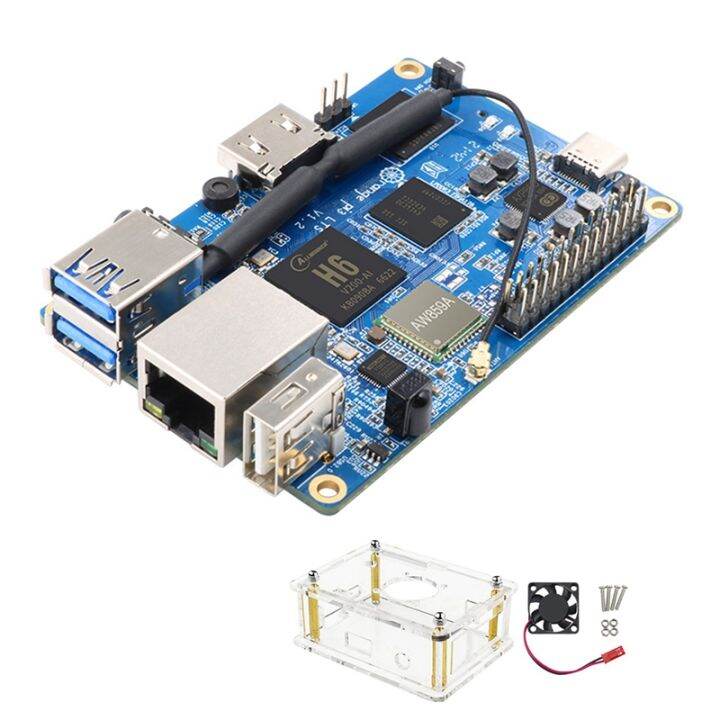For Orange Pi 3 LTS Development Board+Case+Fan H6 2G DDR3 8G EMMC Open