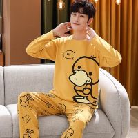 LLmen (L-4XL - up to 117kg) 100 Cotton Long Sleeve Long Pants Men Pyjamas Baju Tidur Sleepwear Nightwear Pajamas Plus