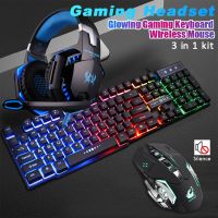 Gaming Wired Keyboard and Wireless Mouse Gaming Headset Deep Bass Wired Headphone with MIC for PS5/ PS4/ XBOX/ PC/ Laptop