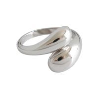 Rings INS Simple Korea New Water Drop Glossy Womens Ring Silver-plated Jewelry Size Can Be Adjusted