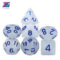 ลูกเต๋าสีรุ้งแวววาวตัวเลขสีฟ้า D40-D20 Polyhedral สำหรับ Rpgs-ทางช้างเผือก