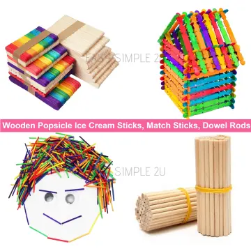 50 Pcs Colorful Popsicle Sticks Sawtooth Wood Craft Stick Wood Sawtooth  Craft Sticks Popsicle Ice Cream