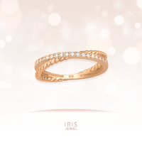 IRIS JEWEL แหวนเงินไขว้เงินแท้ 925 สี Rose Gold Silver Intertwining Ring with Cubic Zirconia