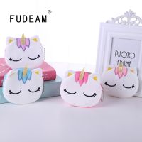 【CW】✒☒✚  FUDEAM Soft Cartoon Unicorn Coin Purse Oval Children Wallet Card USB Cable