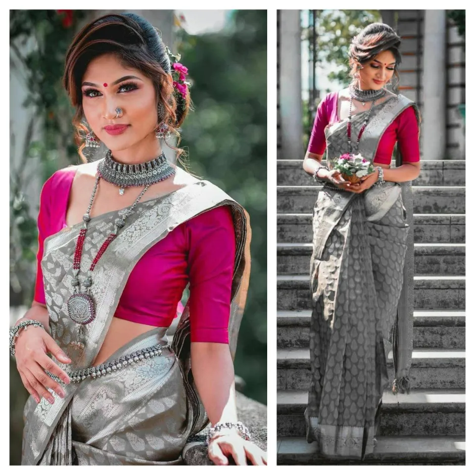 Pink Lichi Silk Jacquard Work South Indian Women Wear Saree