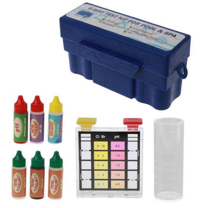 5Way Test Kit Pool Swimming Pool Spa Water Chemical Test Case Kit for