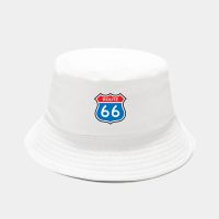 【CW】 Cotton Reversible Hat Woman Man US 66 Road Print Cap Adult Boy Panama