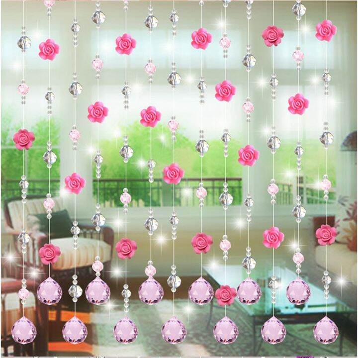 home-decoration-crystal-glass-rose-bead-curtain-one-meter-with-pendant