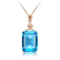 New European-American Temperament Rectangular Aquamarine Color Gem Pendant Female