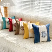 Light Luxury Pillow Cover Cotton Linen Embroidered Cushion Cover 45X45CM Chinese Patchwork Pillowcase Decorative for Sofa