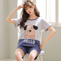 Summer Cotton Women Pajamas Set Cartoon Pijama Mujer Men Short Sleeve Casual Sweet Cute Sleepwear M-4XL Couple Pyjamas