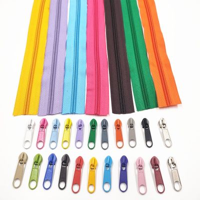 ☎✴ 1/2/3/5/8/10 Meters 5 Long Nylon Zippers Rolls with 2/4/6/10/16 /20 Pieces Zipper Slider For Tailor Sewing Accessories