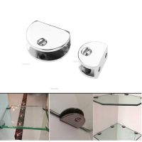 2pcs 6-10mm Zinc Alloy Flat Round Holder Glass Clamps Bracket Shelves Support Corner Bracket Clips Door Hardware